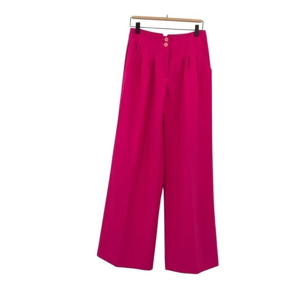 Maeve By Anthropologie Fuchsia Pleated Front Wide Leg Trouser Pants Size 2